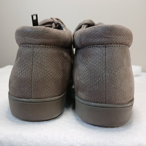 NATURALIZER SUEDE MOTLEY MID-TOP SNEAKER, SIDE ZIP WOMENS SIZE 8.5 DARK TAUPE - Picture 8 of 9